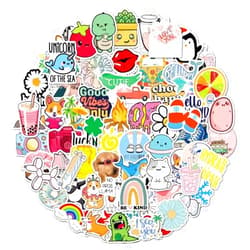 Krazy4K 100 Pack Fun Stickers for Kids, Water Bottles, Laptops, Phone Cases, Luggage, Scrapbooking, Waterproof Vinyl Cute Gifts for Teens, Girls and Boys (Variety Pack)