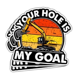 Piratify 3 Pcs Your Hole Is My Goal Sticker, Heavy Equipment Operator Excavator Gift Sticker Construction Worker Funny Gag Toolbox Vinyl Stickers for Laptop Water Bottle Phone Car Window Helmet 3