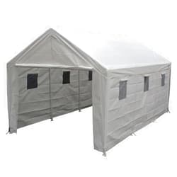 King Canopy Hercules with Enclosure Kit 10-Feet by 20-Feet, 2-Inch Steel Frame, 1.5 Purlins, 8-Leg, White