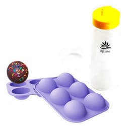 AtEase Accents Hot Cocoa Bombs Kit and Drizzle Bottle Set - Makes 6 Gourmet Hot Chocolate Bombs, Includes 2 Round Silicone Molds and 4 Hole Drizzle Bottle for Chocolate Decorating