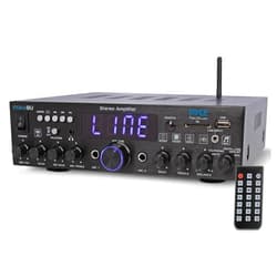 Pyle Wireless Bluetooth Home Stereo Amplifier- Multi-Channel, 200W Power Amplifier, Home Audio Receiver System w/ Optical/ Phono/ Coaxial, FM Radio, USB/SD,AUX, RCA, Mic in, Antenna, Remote- PDA4BU.5