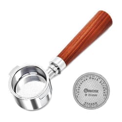 GIWOSK 51mm Bottomless Portafilter 2 Ears Espresso Portafilter Compatible with Delonghi ECP3420/EC155/BCO430/EC260 with Puck Screen Alloy Filter Basket and Rosewood Handle