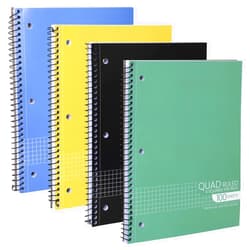 Manaloom Graph Paper Spiral Notebook - Graph Paper Notebook Spiral, Quad Ruled Grid Notebooks, Perforated Pages - 10.5 X 8 Inches - 1 Subject Wirebound Notebook - Assorted Colors - 100 Sheets per Book - (4
