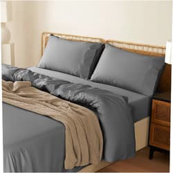 LBRO2M 1000 Thread Count 100% Egyptian Cotton Sheets Set,Queen Size Bed Sheet 4 Piece Sets,Long Staple,16 Inches Deep Pocket,All Season,Bedding Super Soft Breathable,Sateen (Dark Grey)