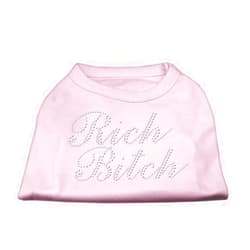 KLS Pets-Pets Love Bling Too! RICH BITCH Cute Dog Apparel, Funny Animal Graphic T-shirt, Novelty dog shirt, Pet Fashion, Fancy dog for small, medium breeds. (Small Pink)