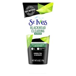 St. Ives Blackhead Clearing Face Scrub, Clears Blackheads & Unclogs Pores, Green Tea & Bamboo, Salicylic Acid Acne Treatment Facial Scrub, Moderate Exfoliator Skin Care with Natural Exfoliants 6 oz