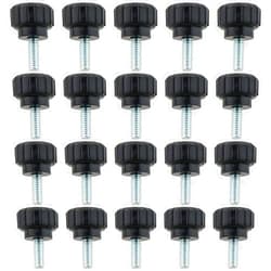 Heyous 20PCS M4 x 10mm Black Round Clamping Screw Carbon Steel Threaded Knurled Thumbscrew Screw on Knobs Grips