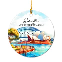 Elido Gift Personalized Sydney Opera House Ceramic Christmas Ornament 2025, Custom Name Australia Harbour Bridge Xmas Gift