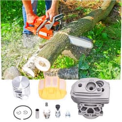Tefola Cylinder Piston Kit, 46mm Cylinder Piston Assembly Air Filter Cover Relief Valve Set Fit for Husqvarna 555 560 562 XP Chain Saw