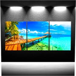 iKNOW FOTO 3 Panel Canvas Print Wall Art Maldives Beach Resort Panoramic Landscape Tropical Palm Trees Photography Modern Giclee Picture for Living Room Decoration (Small)