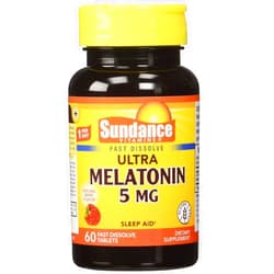 Sundance Vitamins Melatonin 5 mg Natural Berry Flavor - 60 Tablets, Pack of 2