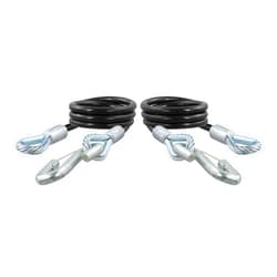 CURT 80176 44-Inch Vinyl-Coated Trailer Safety Cables, 17/32-In Snap Hooks, 7,500 lbs Break Strength, Pack of 2 , Black