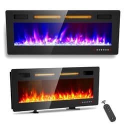 BREEZEHEAT 50 inch Electric Fireplace Wall Mounted/Freestanding-Ultra Thin Fireplace Inserts for Living Room with Double Heat Vent, Remote Control, Touch Screen, Led Flame, 8H Timer, 750w/1500w