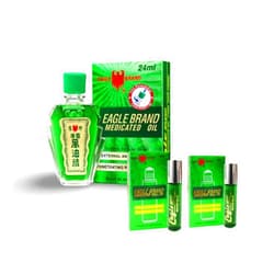 TREASURE4NAILS CORP 12 Pcs Eagle Brand Medicated Oil External Analgesic | Muscle, Joint, Backache Penetrating Pain Relief - 24 ml (0.8 fl. oz) Each Free 2pcs Roll On Bottles