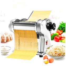 Dyna-Living Electric Pasta Maker Noodle Maker Machine Dough Spaghetti Roller Pressing Machine Thickness Adjustable Stainless Steel 135W for for Home Family Use (1.5mm round noodle+4mm flat noodle)