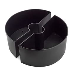 AuldHome Design Umbrella Planter for Patio Table w/Umbrella Hole (Black), Enamelware Half-Circle Planter Pots
