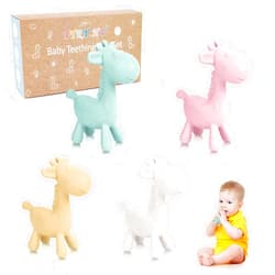 TYRY.HU Baby Teething Toys for Babies 0-6 6-12 Months,BPA Free Silicone Giraffe Teethers for Babies 3-6 months, Soft Chew Toys for Sore Gum, Montessori Sensory Toys Gifts for Infant Boys Girls, 4 Pack