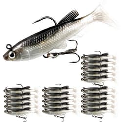 VMSIXVM Soft Fishing Lures Shad Minnow Swimbaits, Pre-Rigged Jig Heads Paddle Tail Swim Baits for Bass, Trout, Walleye, Crappie, Sinking Jigs Bait for Saltwater Freshwater, Fishing Gifts for Men