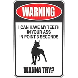 Famely Joycenie New Metal Aluminum Sign Warning I Can Have My Teeth in Your Ass Doberman Decor Novelty Art Sign for Indoor Outdoor Wall Decoration Tin Sign 8x12 Inch