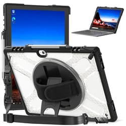 Junfire Protective Case for Lenovo Thinkpad X12 12-inch, Shockproof Case for Lenovo Thinkpad X12 Gen2 with [360°Rotating Kickstand]&[Hand Strap], Compatible with Detachable Keyboard-Clear
