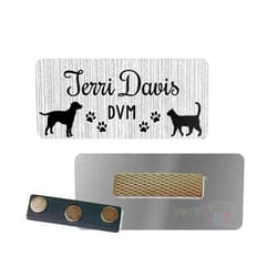 DesignsbyDMK Standing Dog & Cat - Vet Tech - Grey - Personalized - Custom Name Tag - 1.25