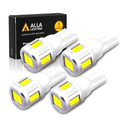 Alla Lighting 4pcs T10 194 168 LED Bulbs, 6500K Xenon White Parking, License, Interior Map, Dome, Trunk Lights 175 161 2825 W5W 2821 12V 5630 SMD Replacement