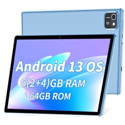 WXUNJA Android 13 Tablet, 6GB (2+4) RAM 64GB ROM, Quad-Core Processor, Dual Camera, WiFi, Bluetooth, 1TB Expand, GMS Certified Tablet - Blue