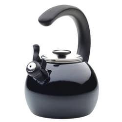 Circulon Enamel on Steel Whistling Teakettle/Teapot With Flip-Up Spout, 2 Quart - Black