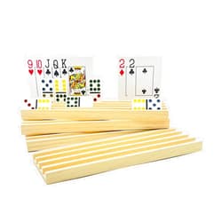 SEETOOOGAMES Wooden Domino Trays Racks - Domino Tiles Holder - Dominos Set for Dominos Games - 4 Pack