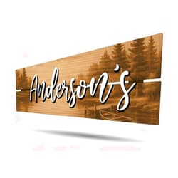 Aydan's unique finds Personalized 3D Rustic Lakeside Cabin Sign - Custom Wood Last Name & Established Date Sign | Farmhouse Lake Decor Wedding Gift | Fisher & Outdoors Theme 23 * 7