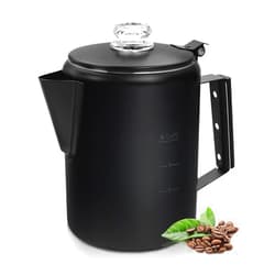 MEREZA Coffee Percolator Stovetop Camping Coffee Pot Stainless Steel 9 CUP Camping Coffee Maker Outdoor Home NO Aluminum or Plastic Black