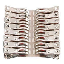FOMMEN Clothes Pins 32 Pcs Metal Beach Chair Towel Clips,Heavy Duty Stainless Steel Clothespin, Row Cover Clips,Garden Clips,Greenhouse Clamps