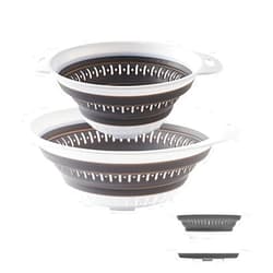 LogFaadCoi Collapsible Colander and Strainer,Silicone Strainer Colanders & Food Strainers,for Vegetable and Fruit, Kitchen Essentials (2, White, 1.3L+2.5L)
