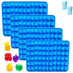 Sidosir 4Pcs Gummy Fruit Candy Molds, Non-stick Silicone Candy Gummy Molds with 2 Droppers