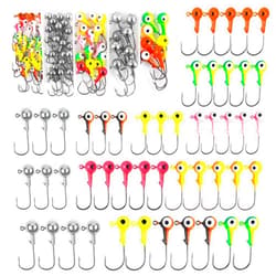 JSHANMEI Fishing Jig Heads Hooks Set, 75pcs Assorted Round Jig Head Fishing Lures Crappie Jig Heads Hooks for Bass Trout Crappie Walleye Saltwater Freshwater Fishing Tackle