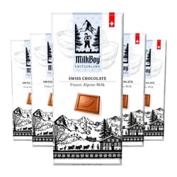 Milkboy Swiss Chocolates Milkboy Swiss Chocolate Bars - Premium Swiss Alpine Milk Chocolate - Smooth European Milk Chocolates Gift - Sustainably Farmed Cocoa - Gluten Free - 3.5 oz - 5 Pack