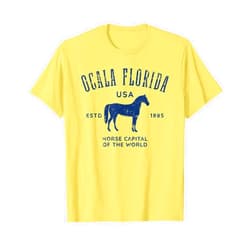 Awesome Ocala Florida USA Equestrian Horse Designs Ocala Florida USA Horse Capital Distressed Equestrian Design T-Shirt