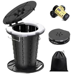 BLIKA Upgraded Retractable Portable Toilet with Cushion, 300LBS Adjustable Height Folding Toilet with Paper Holder, Travel Toilet Portable Camping Toilet, Soft Portable Toilet for Camping/Car