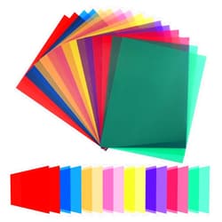 BokingOne 16 Pcs Color Correction Gel Filter for Lighting - Transparent Colored Overlays Lighting Gel Plastic Sheets for Photograph, Flash Light, Reading, 8.5 × 11 Inches, 8 Colors
