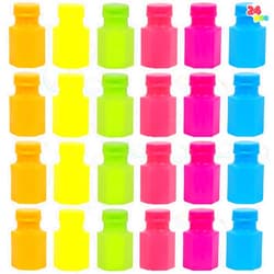 JOYIN 24 pcs Mini Bubble Bottles with Wand Assortment for Kids, Bubble Blower for Party Favors, Summer Toy, Birthday, Outdoor & Indoor Activity, Bath Time