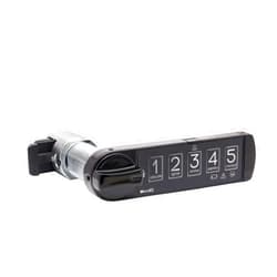MicroIQ RT Self Locking Electronic Cabinet Lock for Doors, Drawers, Lockers, Touch Keypad for Keyless Entry, Keyed Lock Replacement, Horizontal, Knob on Left. Black