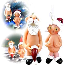 Generic 2PCS Christmas Santa Claus Tree Decoration, Christmas Tree Resin Funny Naked Santa Claus Pendant, Funny Male Female Santa Claus Christmas Ornament, Christmas Pendants Hanging Tree Decor
