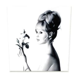 Stupell Industries Famous People Bardot Female Floral Side Portrait, Designed by Urban Road Art, 12 x 12, Wall Plaque