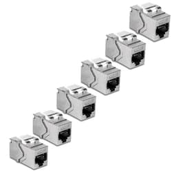 TRENDnet Cat6A RJ45 Keystone Inline Coupler Keystone Jack, 6-Pack, TC-KC06C6A, Keystone Jack Female to Female for Wall Plates & Blank Shielded Keystone Patch Panels, Ethernet Extender Adapter, Silver