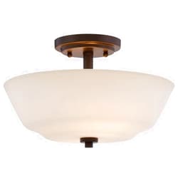 Nuvo Lighting 60/5906 Willow 2 Light 60W A19 max. Medium Base Semi-Flush Dome with White Glass, Aged Bronze