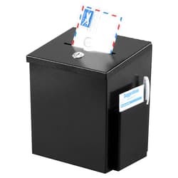 xydled Wall Mounted,Ballot&Donation Box with 50 Free Suggestion Cards,Metal Suggestion Box with Key Lock,Collection Box,Key Drop Box(Black),8.7
