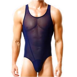 FYMNSI Men's Sheer Mesh Bodysuit Leotard See Through Thong Underwear Wrestling Singlet Fitness Undershirt One Piece Romper