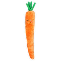 ZippyPaws Jigglerz - Zippy Paws Dog Toy for Large and Small Dogs, Squeaky Plush Tug Toy with No Stuffing, Squeaky Veggie Themed Interactive Dog Toys with Crinkle Head and Tail, Carrot