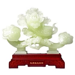 Aris & Juno Synthetic Jade & Resin Bai CAI Ru Yi Statue, Good Fortune & Prosperity Figurine with Two Color Options for Home Decor, Office Desk Ornament, Housewarming Gift (Milky Jade Color, S)