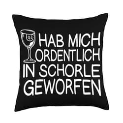 Weinschorle Wein Trinken Spruch Weißwein Weinfest Hab Mich Ordentlich in Schorle Gewerfen-Weintrinker Throw Pillow, 18x18, Multicolor